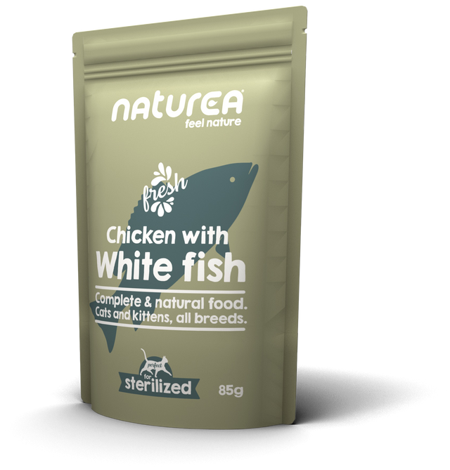 Kjúklingur & Hvítur fiskur - Blautmatur fyrir ketti Naturea 85g